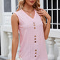 Decorative Button Eyelet V-Neck Tank