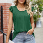 Ruffled Ruched Round Neck Tank