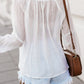 Tassel Tie Neck Smocked Long Sleeve Blouse