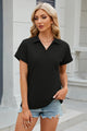 Johnny Collar Short Sleeve Blouse Black