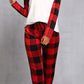 Plaid Round Neck Top and Pants Set