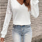 Lace Detail V-Neck Long Sleeve Top