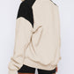 Contrast Quarter Zip Long Sleeve Sweatshirt