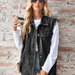 Raw Hem Sleeveless Button Up Denim Jacket