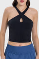 Crisscross Grecian Neck Active Cami Black