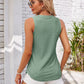 Eyelet Decorative Button V-Neck Tank