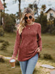 Ribbed Round Neck Long Sleeve Tee Rust