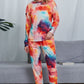 Tie-Dye Crewneck Top and Drawstring Waist Joggers Lounge Set