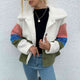 Shiny Color Block Button Down Collared Jacket Moss