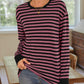 Lovelet Striped Round Neck Long Sleeve T-Shirt