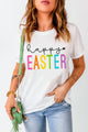 HAPPY EASTER Round Neck Short Sleeve T-Shirt White