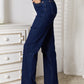 Judy Blue Full Size Raw Hem Straight Leg Jeans with Pockets