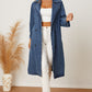 MeiMei Double-Breasted Belted Longline Denim Jacket