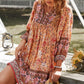 Bohemian Tie Neck Balloon Sleeve Dress