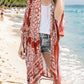 Tassel Printed Open Front Cardigan