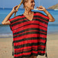 Tassel Openwork Striped V-Neck Cover Up