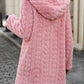 Heart Open Front Hooded Fuzzy Coat