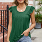 Ruffled Ruched Round Neck Tank