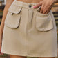 Pocketed Elastic Waist Denim Skirt