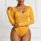 Half Zip Scoop Neck Long Sleeve Bodysuit