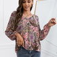 Ivy Lane Lace Detail Printed V-Neck Blouse