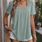 Mandy Ruched Square Neck Short Sleeve Blouse