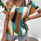 Printed V-Neck Short Sleeve Blouse