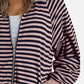 Striped Zip Up Long Sleeve Sweatshirt