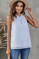 Frill Swiss Dot Round Neck Tank Light Blue