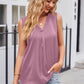 V-Neck Curved Hem Satin Tank