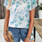 Devine Printed Ruffled Mock Neck Blouse