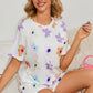 Floral Round Neck Raglan Sleeve Top and Shorts Lounge Set