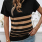 Devine Striped Round Neck Short Sleeve Knit Top