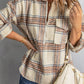 Double Take Plaid Half-Zip Collared Curved Hem Sweatshirt