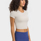 Round Neck Short Sleeve Cropped Sports T-Shirt