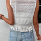 Fringe Openwork Round Neck Tank