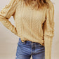 Cable-Knit Round Neck Long Sleeve Blouse