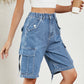 High Waist Denim Shorts with Pockets