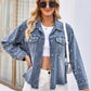 Pearl Trim Raw Hem Denim Jacket