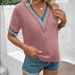 Full Size V-Neck Short Sleeve Blouse