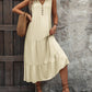 Decorative Button Notched Sleeveless Dress