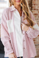 Color Block Houndstooth Collared Neck Shacket Dusty Pink