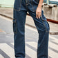 Baeful Long Straight Leg Jeans with Pockets