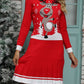 MERRY CHRISTMAS Graphic Pleated Sweater Dress