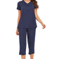 V-Neck Short Sleeve Top and Pants Lounge Set