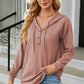 Drawstring Half Button Long Sleeve Hoodie