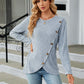 Round Neck Ribbed Button Detail Blouse