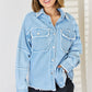 PEACE Raw Hem Dropped Shoulder Denim Top