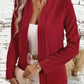 Solid Color Open Front Long Sleeve Cardigan