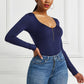 Half Zip Scoop Neck Long Sleeve Bodysuit